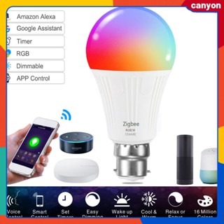 Zigbee หลอดไฟ LED อัจฉริยะ Rgb สีสันหรี่แสงได้ Magic Light Bulb Timing Function Multi Scenarios Patterns Smart Speaker Voice Control canyon