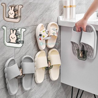 Cute Bathroom Slipper Rack Wall Mounted Shoe Drying Holder No Punching Bathroom Simple Slipper Hook Bathroom Shoe Storage Hanger TH