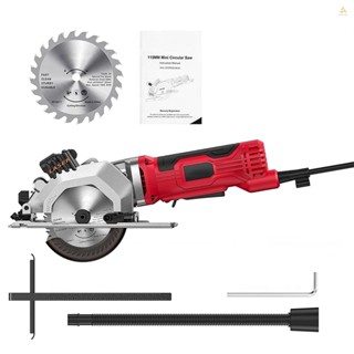 (swmfth)เลื่อยวงเดือนไฟฟ้า ขนาดเล็ก 4.8 แอมป์ 4-1/2 นิ้ว 3700RPM พร้อมไกด์ตัดเลเซอร์ สําหรับกระเบื้องไม้ และพลาสติก สีแดง EU