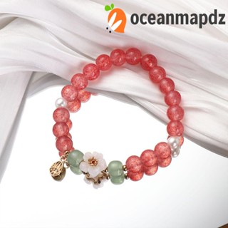 OCEANMAPDZ เครื่องประดับ สร้อยข้อมือ กําไลข้อมือ ประดับพู่ ลายดอกไม้ แบบเรียบง่าย สไตล์โบราณ สําหรับผู้หญิง