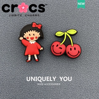 Jibbitz crocs charms หัวเข็มขัดรองเท้า อุปกรณ์เสริมรองเท้า ลายการ์ตูนเชอร์รี่ มารุโกะ น่ารัก ตกแต่งหัวเข็มขัด