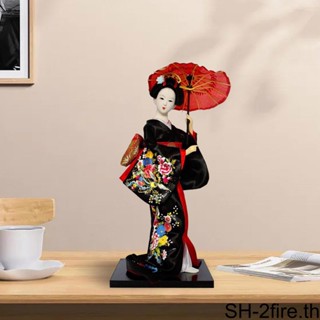 ตุ๊กตาญี่ปุ่น Geisha ขนาด 12 นิ้ว สีดํา สําหรับตกแต่งบ้าน