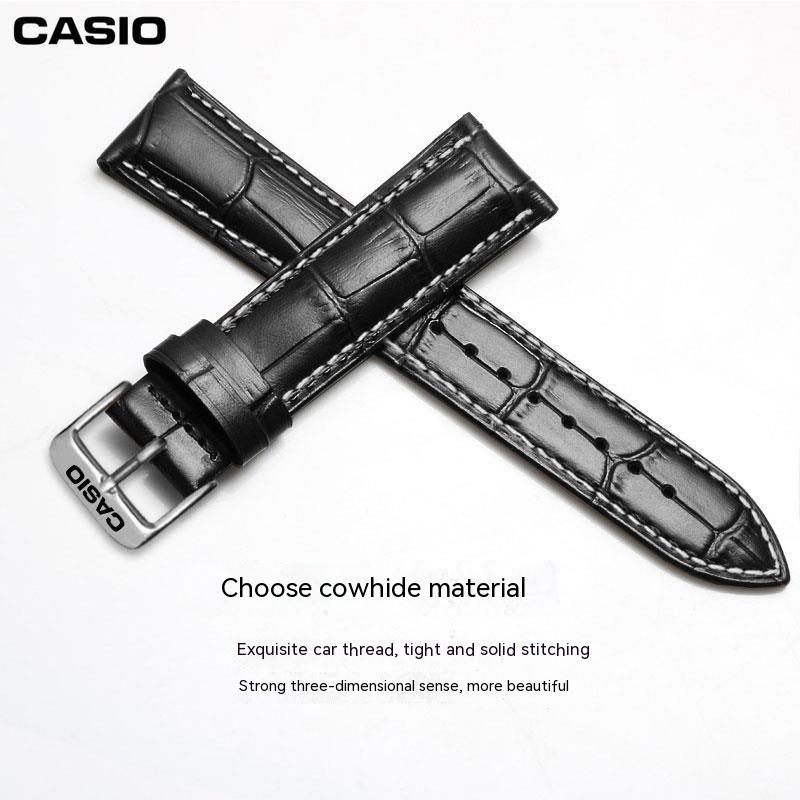 Casio CASIO สายนาฬิกาข้อมือหนังแท้ สําหรับ MTP1375 1183 1303 1370 1384