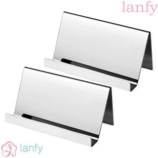 LANFY ที่ใส่นามบัตร โลหะ สเตนเลส ระดับไฮเอนด์ เรียบง่าย อุปกรณ์เสริม สําหรับตั้งโต๊ะ