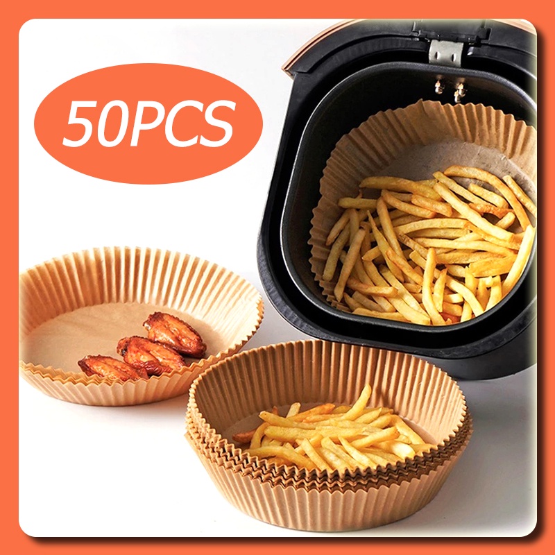 ปลีก/ส่ง กระดาษรองหม้อทอด กระดาษรองหม้อทอดไร้น้ํามัน ทรงกลม กันน้ํามัน กันน้ํา แบบใช้แล้วทิ้ง 50 ชิ้น