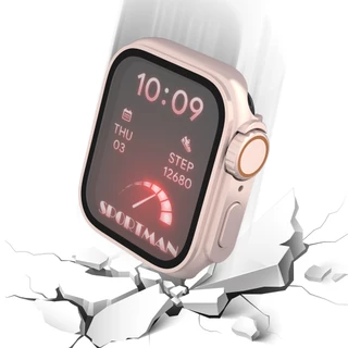 เคสกระจกนิรภัย PC แบบแข็ง ป้องกันหน้าจอ สําหรับ Apple Watch iWatch 45/41/40 มม. 44 มม. 49 มม.