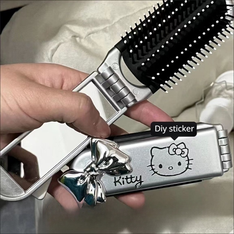 New Cartoon Big Two Dog Portable Folding Air Bag Comb Girl New Cat Portable Makeup Mirror Dual Purpose Mirror Comb Jewelry