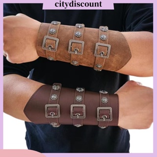 &lt;citydiscount&gt; สร้อยข้อมือหนังเทียม ปรับได้ สไตล์วินเทจ สําหรับผู้ชาย และผู้หญิง