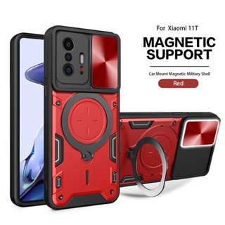 For Xiaomi Mi 11T 12T Pro 12TPro 11TPro Mi11T Mi12T Luxury Slide Camera Lens Protection Phone Case Stand Holder Bracket Bumper Hard Back Cover Shockproof Armor Casing