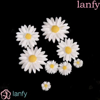 LANFY เครื่องประดับ กิ๊บติดผม ต่างหู รูปดอกเดซี่ สีขาว ขนาดเล็ก DIY สําหรับตกแต่งสมุดภาพ 20 ชิ้น