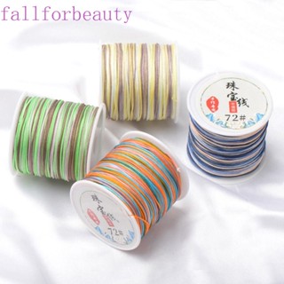 FALLFORBEAUTY สายเชือกถักโพลีเอสเตอร์ สีรุ้ง สไตล์จีน สําหรับทําเครื่องประดับ DIY