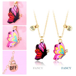 Fancy 2 ชิ้น / เซต ใหม่ แฟชั่น จี้ผีเสื้อ สร้อยคอ สําหรับผู้หญิง สไตล์เกาหลี หวานแหวว สร้อยคอมิตรภาพ