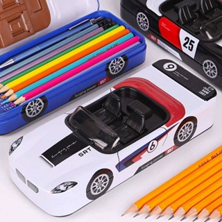 Student Open Car Stationery Box Boy Elementary School Students Pencil Box Childrens Kindergarten Multifunctional Pen Case Iron Box JDU6