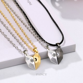 Fancy 2 ชิ้น / เซต รัก แม่เหล็ก ดวงจันทร์ และดาว คู่ สร้อยคอ มิตรภาพ หัวใจ จี้ เหลี่ยมเพชรพลอย สร้อยคอ เสน่ห์ ของขวัญวันวาเลนไทน์