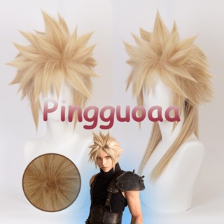 【Pingguoaa】Final Fantasy VII Remake Cloud Strife Cosplay Wig Short Blonde Wigs Heat Resistant Synthetic Hair