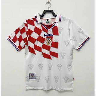 เสื้อกีฬาแขนสั้น ลายทีมชาติฟุตบอล Croatia 98 ชุดเหย้า สไตล์วินเทจ