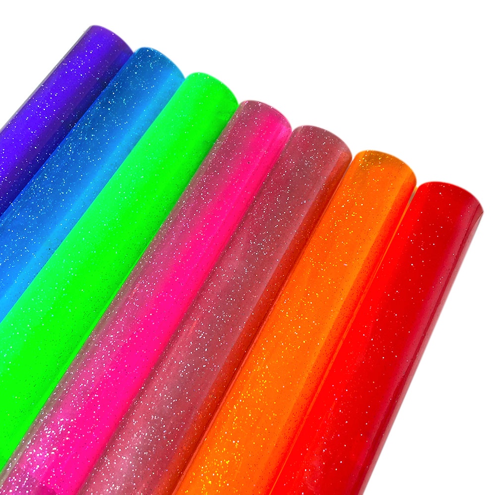 Clear With Glitter Powder PVC Vinyl Jelly หนังสังเคราะห์โปร่งใสสําหรับกระเป๋าถือ Bows Hairs DIY
