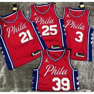 เสื้อกีฬาบาสเก็ตบอล nba Philadelphia 76ers No . เสื้อกีฬาบาสเก็ตบอล สีแดง 1 3 21 25 39 477699