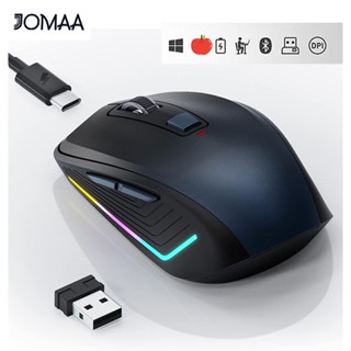  Jomaa เมาส์บลูทูธไร้สาย พร้อมไฟแบ็คไลท์ RGB 2.4G USB 3 DPI ปรับได้ สําหรับคอมพิวเตอร์ แล็ปท็อป