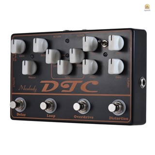 Muslady DTC 4-in-1 แป้นเหยียบเอฟเฟคกีตาร์ไฟฟ้า + Overdrive + Loop + Delay