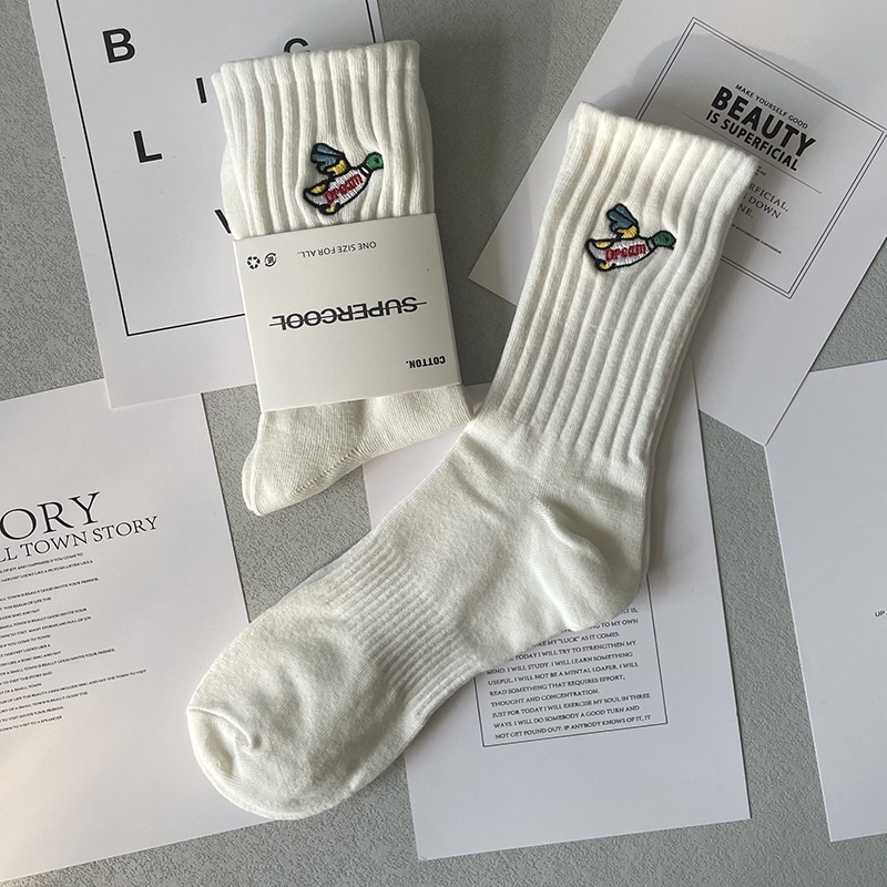 ถุงเท้า ผ้าฝ้าย ดูดซับเหงื่อ ระงับกลิ่น ปักลาย สําหรับผู้ชาย และผู้หญิง และนักเรียน - รูปที่ 6