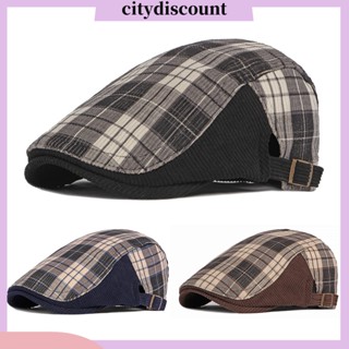 &lt;citydiscount&gt; หมวกเบเร่ต์ พิมพ์ลายตาราง ปรับได้ สําหรับผู้ชาย