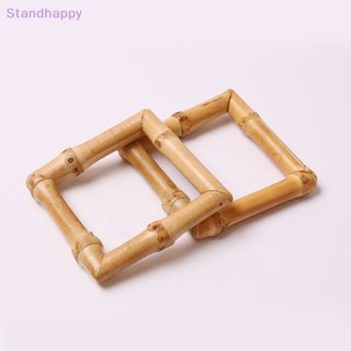 Standhappy ใหม่ ชุดแหวนไม้ไผ่ธรรมชาติ สําหรับแขวนผ้าเช็ดปาก แฮนด์เมด 3 ชิ้น