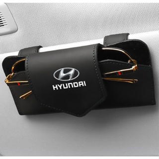 Hyundai LOGO car sun visor hollow design glasses clip PALISADE Sonata Elantra Santa Fe Tucson GENESIS Veloster Azera ix25 IX35 interior modified sunglasses business card leather material multifunctional storage box