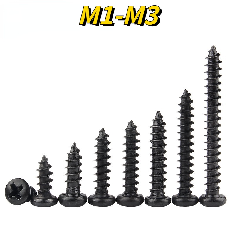 [XNY] ขายส่ง สกรูหัวกลม ขนาดเล็ก สีดํา สําหรับสกรูแว่นตา M1 M2 M3 M4