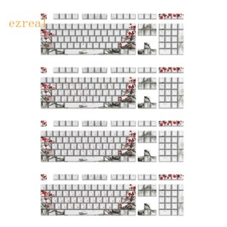 Ez ปุ่มกดคีย์บอร์ด OEM ลายดอกพลัม ธีมรัสเซีย ญี่ปุ่น สําหรับคีย์บอร์ด 61 87 108 Mechanical 108 ชิ้น