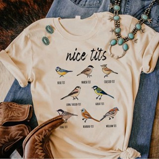 Nice Tits เสื้อยืดลําลอง แขนสั้น พิมพ์ลายการ์ตูน แฟชั่นฤดูร้อน สไตล์ญี่ปุ่น สําหรับสตรี