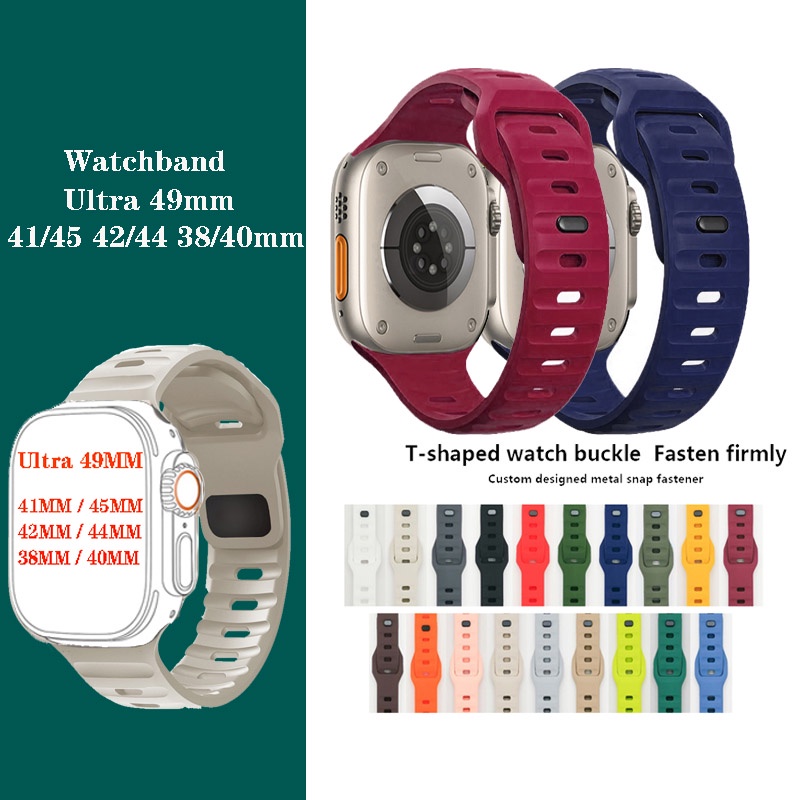 สายนาฬิกาข้อมือซิลิโคน สําหรับ Smart Watch Band Ultra 49 มม. 44 มม. 45 มม. 42 มม. 41 มม. 42 มม. 38 มม. Sport iWatch Serise 8 7 6 5
