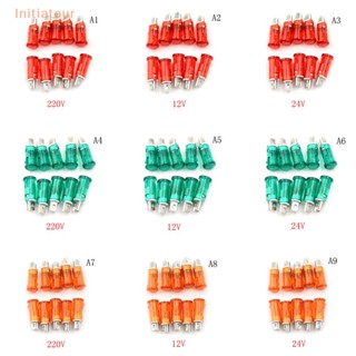 [Initiatour] หลอดไฟสัญญาณ LED 12V 24V 220V 10 มม. สีแดง สีเขียว สีเหลือง 10 ชิ้น