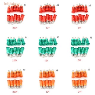 [Initiatour] หลอดไฟสัญญาณ LED 12V 24V 220V 10 มม. สีแดง สีเขียว สีเหลือง 10 ชิ้น