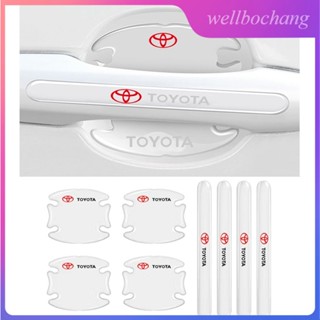 【 Toyota 】ชุดสติกเกอร์ฟิล์ม ป้องกันรอยขีดข่วน สําหรับติดมือจับประตูรถยนต์ 14 ชิ้น