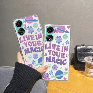 ใหม่ เคสโทรศัพท์มือถือแบบนิ่ม ใส กันกระแทก ลายตารางหมากรุก ดอกไม้ ภาษาอังกฤษ สําหรับ OPPO A58 4G OPPO A58 NFC 2023 A58 OPPOA58NFC