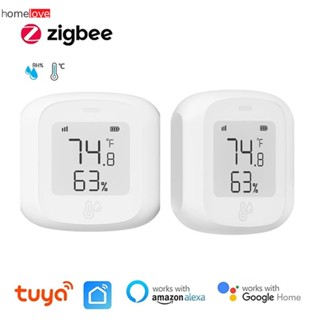 Tuya Smart Zigbee เซ็นเซอร์วัดอุณหภูมิและความชื้น เครื่องวัดความชื้นในอากาศ