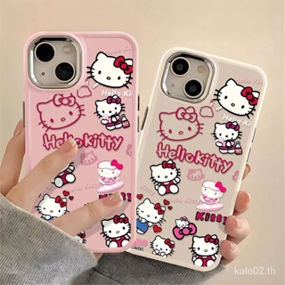 เคสป้องกันโทรศัพท์มือถือโลหะ ลายแมวคิตตี้น่ารัก กันกระแทก สําหรับ iPhone 13 14Pro xr x 12 11 78p xsmax