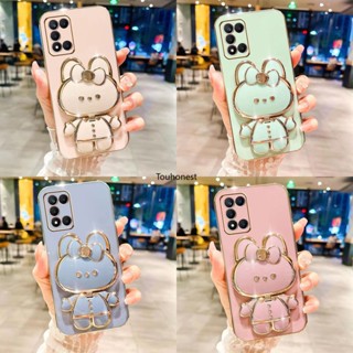 เคส OPPO F17 A73 เคส OPPO A15 A15S Cover OPPO A35 A52 A72 เคส OPPO A53 A92 Case OPPO A32 A53S เคส OPPO A55 เคสโทรศัพท์มือถือ ลายการ์ตูนกระต่ายน่ารัก พร้อมกระจก สําหรับ