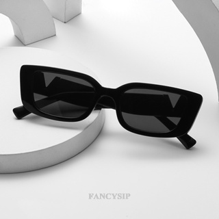 Fancysip แว่นตากันแดด ทรงสี่เหลี่ยมผืนผ้า สไตล์วินเทจ คลาสสิก ย้อนยุค กรอบเล็ก สําหรับผู้หญิง สีดํา สี่เหลี่ยมผืนผ้า