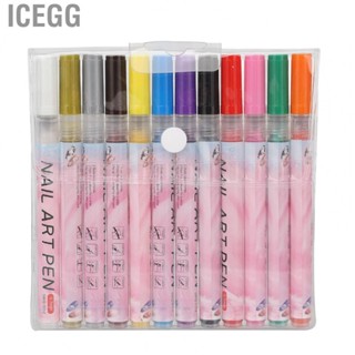 Icegg Nail Art Pens Set  Quick Dry Graffiti Pen Multi Color for Flower Pattern