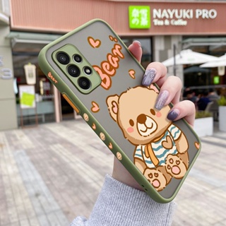 เคสโทรศัพท์มือถือ ซิลิโคนแข็ง ขอบสี่เหลี่ยม กันกระแทก ลายการ์ตูนหมีน่ารัก แฟชั่น สําหรับ Samsung A23 A13