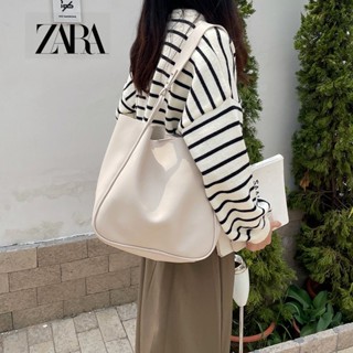 Zara กระเป๋าสะพายไหล่ ทรงโท้ท จุของได้เยอะ แฟชั่นเรโทร สําหรับผู้หญิง @