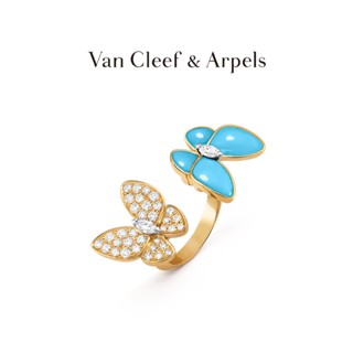 [พร้อมส่ง] Vca/van Cleef &amp; Arpels แหวนนิ้วมือ รูปผีเสื้อ ประดับเพชร สีเหลือง สีทอง