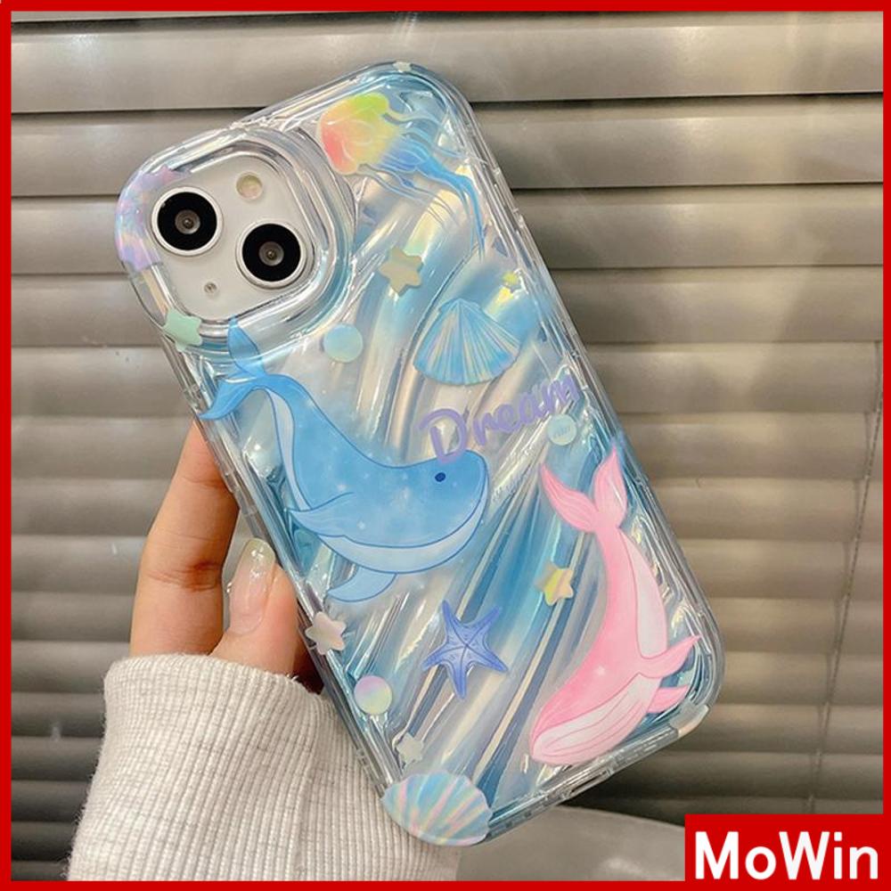 Mowin - เข้ากันได้สำหรับ 15 เคสไอโฟน11 iphone 11เคสระลอกน้ำเลเซอร์ใส เคสนิ่ม TPU กันกระแทก ปลาวาฬทะเลสวย Compatible with iPhone 13 Pro max 12 Pro Max 11 xr xs max 7Plus 8Plus