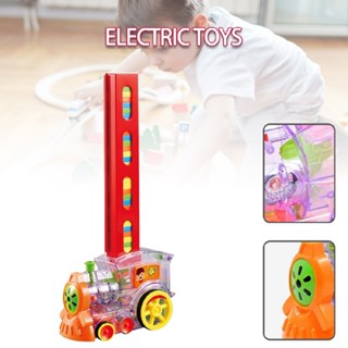 Sound Light Colorful Automatic Laying Domino Electric Train Blocks Set Kids Toys