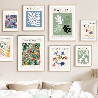 Matisse CutOut Gallery Fleurs Picasso ภาพจิตรกรรมบนผ้าใบ สไตล์นอร์ดิก สําหรับตกแต่งผนังบ้าน ห้องนั่งเล่น