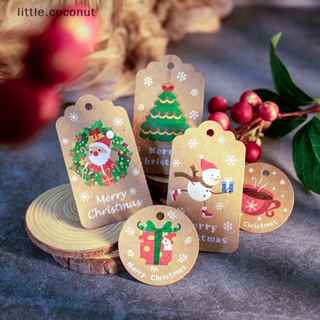 [little.coconut] ป้ายแท็กกระดาษคราฟท์ ลาย Merry Christmas สําหรับแขวนตกแต่งปาร์ตี้คริสต์มาส 100 ชิ้น