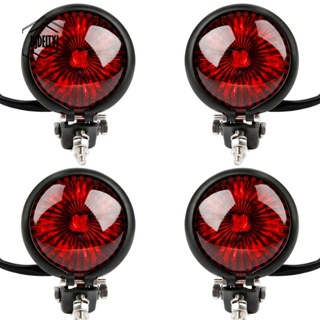 ไฟท้าย ไฟเบรก 12V LED สีดํา ปรับได้ 4 ชิ้น สําหรับ Chopper Bobber