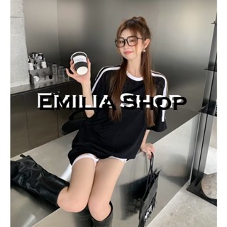 EMILIA SHOP ครอป เสื้อยืดผู้หญิง สไตล์เกาหลี A99J1D8